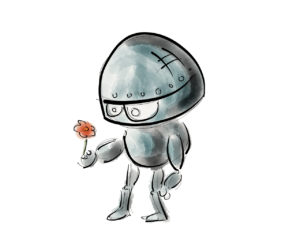 bamenny-robot-transparent petit robot tenant une fleur